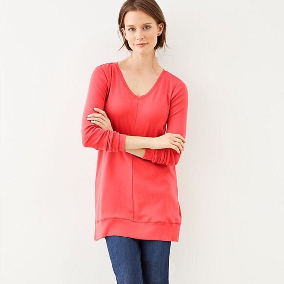 Women's J. JILL Perfect Pima‎ Cotton V Neck Tunic- Size Medium - Picture 1 of 8